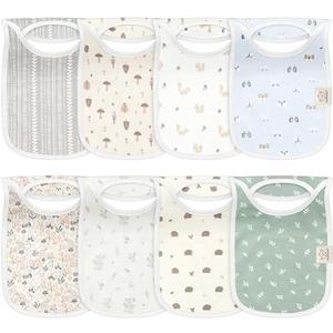 8-Pack Baby Bibs for Boys, Girls - Pullover Bibs for Drooling Teething Baby Girl & Boy Toddler, Newborn, Soft & Absorbent, Cute Colors, Large Torso Coverage Keep Infant Clean & Dry (Prairie)