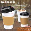 Clawsoff 100 Pack 12 oz Disposable Coffee Cups with Lids and Insulated Sleeves, Leak-free Paper and Sturdy Thick Paper Hot to Go Coffee Cups with Lids for Cold/Hot Beverage (White)