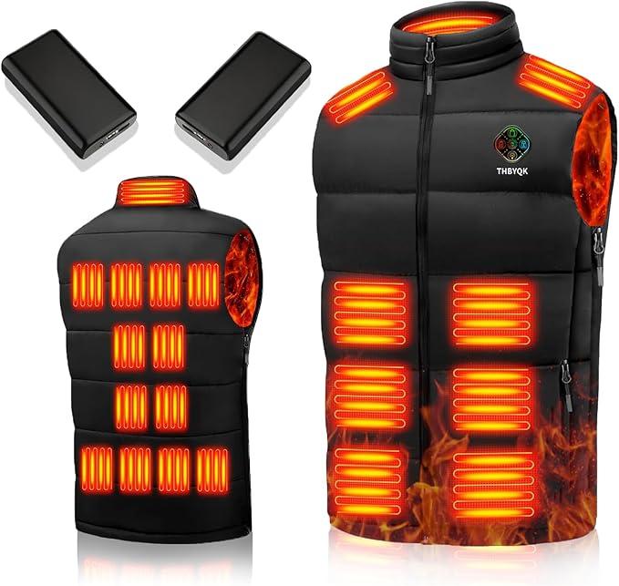 21 Heated Zones Heated Vest, with 40000mAH 7.4V Battery Pack Heated Vest for Men & Women, 5 in 1 Smart Controller. Size XL