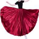 Women Long Tulle Retro Maxi Tea Ankle Length Shiny Skirt for Belly Dancing Dance Costume Cosplay Holiday Weekend Party (Red, XS)