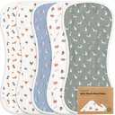 5-Pack Muslin Burp Cloths Baby Boy, Girl - Very Absorbent Baby Burp Cloth Rags, 8-Layers Viscose Derived from Bamboo Cotton Muslin Towel, Super Soft Spit Up Rags, No Shrink Washcloths (Pets & Paws)