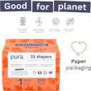 2 x Pura Hypoallergenic Diapers, Size 1 (4-11 lbs), Newborn, Totally Chlorine Free, Wetness Indicator, Suitable for Sensitive Skin, Soft Organic Cotton Comfort, Overnight, 1 Pack of 32 Baby Diapers