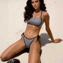 Sexybody Women Two Piece Bikini Sets Gingham Bandeau Swimsuits High Cut Tie Side Bathing Suit