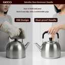 GEDO Stainless Steel Whistling Tea Kettle, 304 Food Grade, Large Capacity, Stovetop Kettle for Gas Stove and Induction Cooktop (5L/5.28QT)