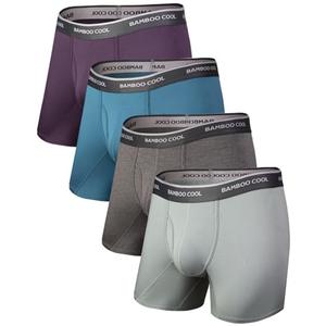 BAMBOO COOL Men's Underwear Soft Breathable Stretch Classic Boxer Briefs with Fly, Multipack Size L