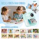 Kids Camera Instant Print Color Photos, Dual-Lens Instant Print Camera for Kids, Toddler Portable Travel Digital Camera Toy for 6 7 8 Year Old Boys Girls Christmas Birthday Gifts 64GB Card