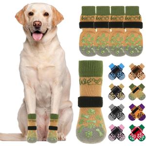 KOOLTAIL Dog Socks Shoes for Hot Pavement to Prevent Licking Paws, Winter Dog Boots&Paw Protector for Hardwood Floors Anti Slip,Traction Control Grip Booties for Small Medium Large Senior Dog,Green SM