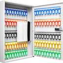 Barska 100 Position Combination Key Lock Box Wall Mount Steel Key Cabinet with Adjustable Numbered Hooks, Index Log, Colored Tags for Office or Business- Key box wall mount - Key locker - Storage