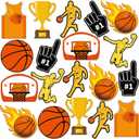 Seajan 200 Pcs Paper Basketball Cutouts Basketball Bulletin Board Decorations Cutouts Basketball Party Theme Party Decorations with 400 Glue Points for Sport Birthday Classroom Party Decor Supplies