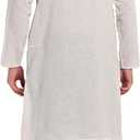 SKAVIJ Mens Handloom Cotton Kurta Long Sleeve Henley Shirt Crewneck Casual T-Shirts (Beige, L)