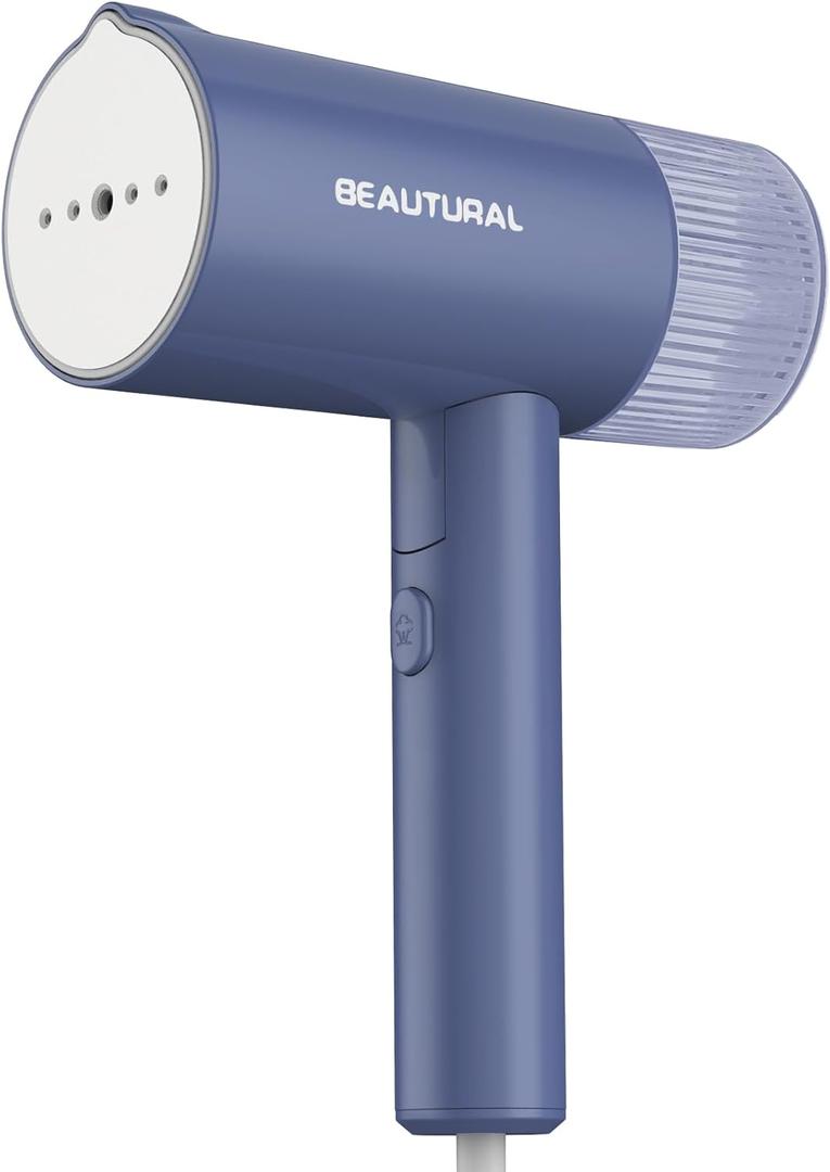 BEAUTURAL Steamer for Clothes, Foldable Handheld Clothing Wrinkles Remover for Garments, 30-Second Fast Heat-up, Portable Fabric Steamer for 120V Countries, Not for Use in 220V Such as Europe (Blue)