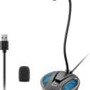 Plug & Play USB Computer Microphone, Flexible Gooseneck Desk Microphone for Podcasting, Streaming, Conference, Noise Canceling Microphone with Mute Button LED for PC/Mac