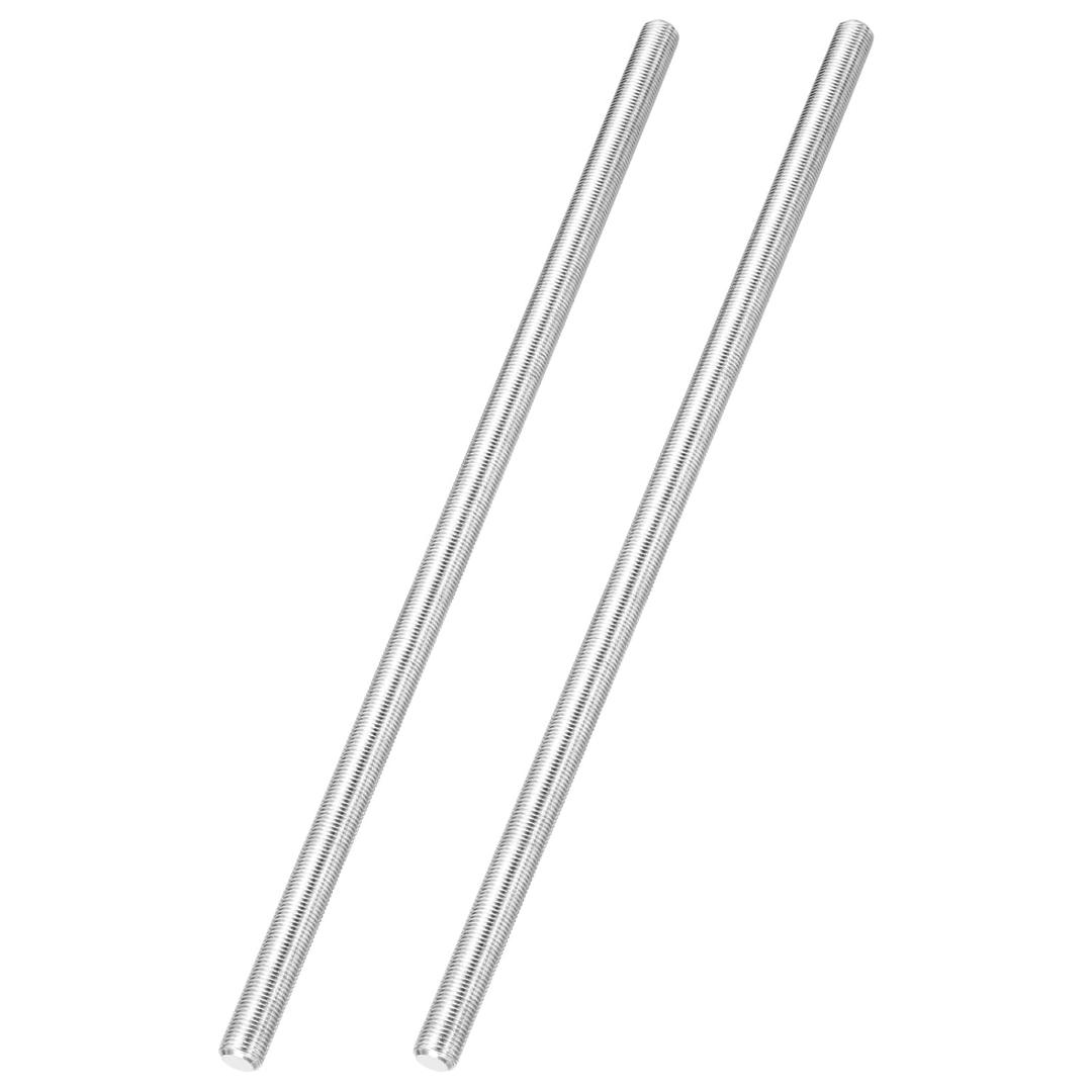 uxcell 2Pcs Fully Threaded Rod, M10 x 1mm Pitch 304 Stainless Steel Right Hand Fine Threads Studs, 300mm/12 inch Threaded Screw Rods Fasteners for Anchors Bolts Hangers Clamps U Bolts