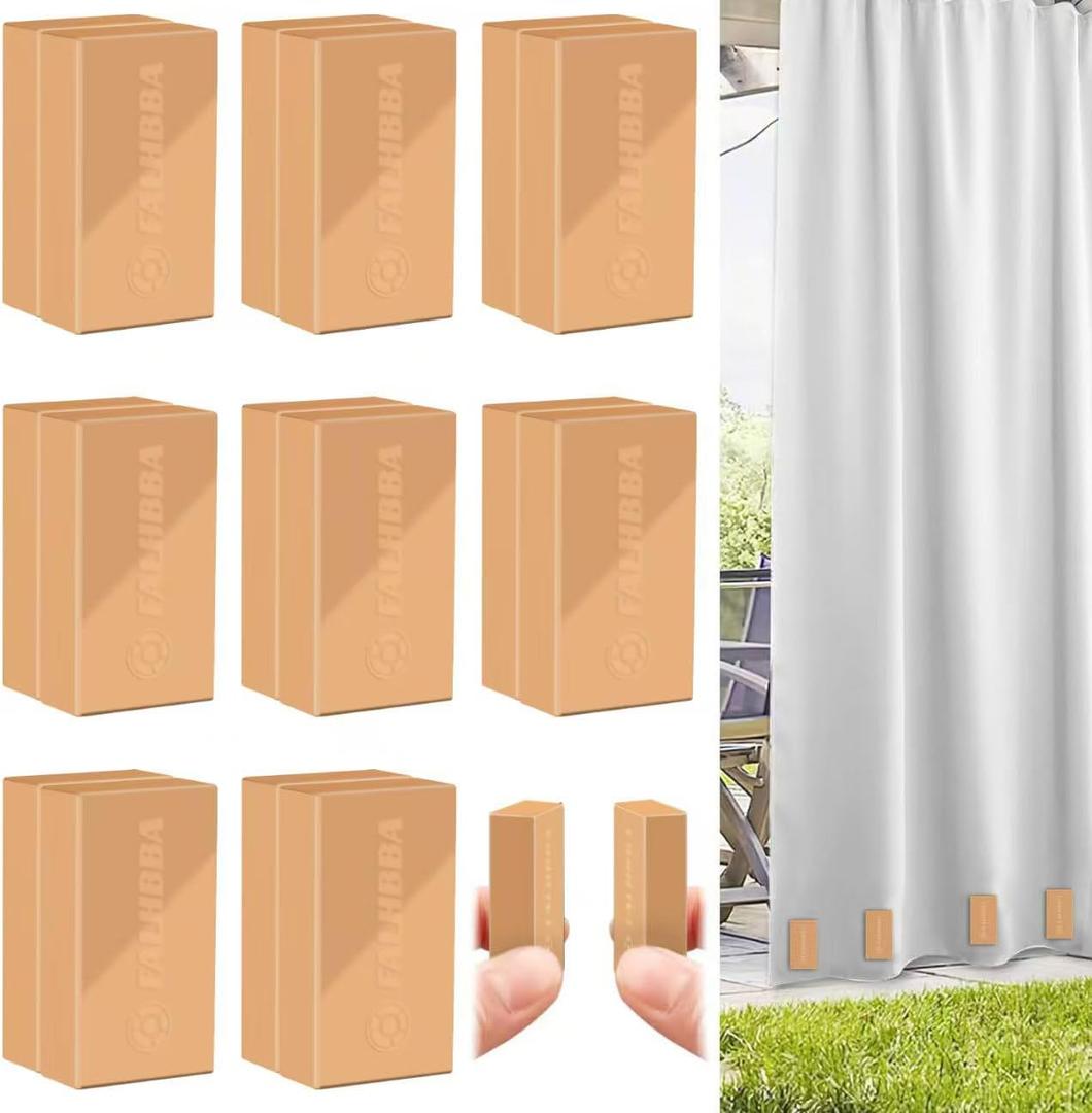 16 Pcs Outdoor Curtain Weights,Heavy Duty Curtain Weights with Plastic Covered Magnetic Outdoor Curtain Magnets Outdoor Curtain Bottom No Sew Keepping Curtain Panel Straight Reduce Curtain Swaying (Brown)