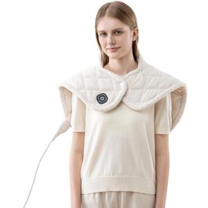 Berkshire Weighted Heating Pad  Faux Suede Fleece Electric Heat Pad for Neck, Shoulder & Back Pain Relief, 4 Heat Settings, Auto Shut-Off, Therapeutic Warmth, Cream, 23" x 15.3"