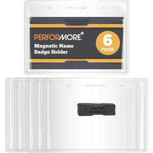 Performore 6 Pack of Magnetic Name Badge Holder Kit, 4.5x3.5 Inch Horizontal Tag for Conventions, Exhibitors, Events - Vaccine Card Holder Protector for CDC Immunization Record