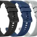 3 Pack Silicone Watch Bands, Quick Release 20mm Soft Silicone Replacement Watch Strap for Women Men (Black+Navy Blue+Grey, 20mm)