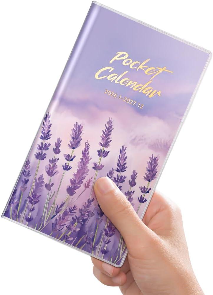 9 x Pocket Calendar 2026-2027 for Purse,Small Pocket Planner 2026-2027 for Purse 3.56.5In,24 Month Organizer from Jan 2026- December 2027 Mini Planner with Pvc Cover for Organizing & Planning (Lavender)