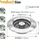 3 in 1 Kitchen Sink Drain Strainer & Pop-Up Sink Stopper - 304 Stainless Steel Upgraded Anti-Clogging Basket with Fast Drainage, Odor Prevention - Fits US Standard 3-1/2" Sink Drain Plug, 1 Pack
