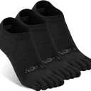 No Show Toe Socks for Men & Women, Athletic Running Coolmax 5-Finger Ankle Socks Low Cut, Soft & Moisture-Wicking L