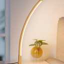 EDISHINE Curved LED Table Lamp, Modern Bedside Lamp with 3 Color Temperature & Stepless Dimming, Aluminum & Iron, Nightstand Lamp for Bedroom, Living Room, Gold