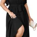 SHESTARR Women's Plus Size Maxi Dress Short Sleeve Square Neck Flowy A Line Wedding Guest Cocktail Long Dress, 4XL
