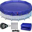QH.HOME 24 ft Round Winter Pool Cover Extra Thick Above Ground Pool Cover with Fast Tightening Patented Ratchet, Tear and UV Resistant Swimming Pool Cover