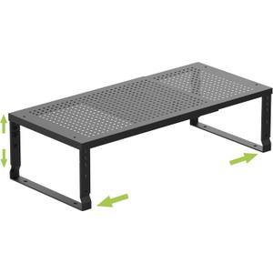 Expandable Cabinet Shelf Organizer, Storage Spice Rack, Stackable Adjustable Shelves for Kitchen, Pantry, Cupboard, Bathroom, Countertop, Desktop - 1 Pack, Black, Medium with Hole