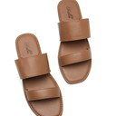 katliu Women's Flat Sandals Two Strap Slide Sandals Open Toe 10, Brown 