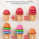 JoyCat Ice Cream Preschool Learning Activities Counting and Color Sorting Set Stacking Toys for Kids 1-5, Educational Fine Motor Skills Toys, 30PCS Math Manipulatives