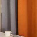 F-CHU 100% Blackout Curtains for Bedroom Grey and Burnt Orange Patchwork Curtains Thermal Insulated Room Darkening Window Drapes for Living Room Grommet 63 inch Long 2 Panels