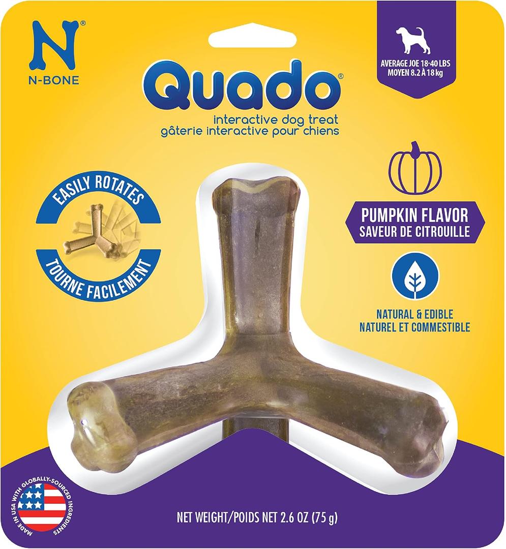 2 x N-Bone Quado Interactive Chew, Pumpkin Flavor, Average Joe, 2.8oz
