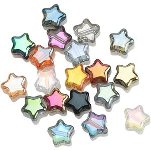 200Pcs Colorful Glass Star Beads Mixed Eletroplated Star Beads for Jewelry Bracelet Necklace Making, 8mm