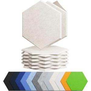 9 Pack Acoustic Panels Self Adhesive Sound Proof Foam, High Density Sound Acoustic Foam Panel, 12X10.23X0.4 Inch Hexagon Wall Panels in Home,Office,Reccording Room,Studio(Beige)