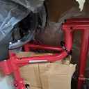 Drive Medical Lightweight Folding Transport Wheelchair with Swing-Away Footrests, Red