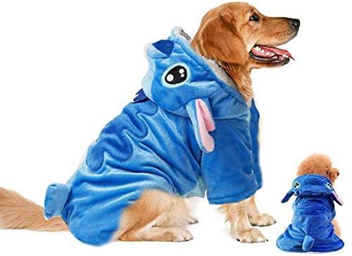 Dog Hoodie, Blue, 2XL (70+ LB), Velvet, Cartoon Costume for Small Medium Large Dogs and Cats, Halloween Christmas Winter