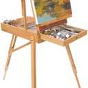 Creative Mark Paris Deluxe French Easel - Portable Canvas Stand for Painting, Watercolor Supplies, Beech Wood, Chrome Lined, Leather Strap, Holds 32" Canvas, Includes Palette, 24"x51"x44" to 30"x51"x71"