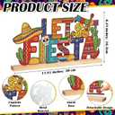 Roowest Let's Fiesta Tabletop Sign Colorful Cinco De Mayo Table Decor Metal Mexican Table Centerpiece Festival Tiered Tray Decoration with Wooden Base for Shelf Mantel Home Office Holiday Party Gift