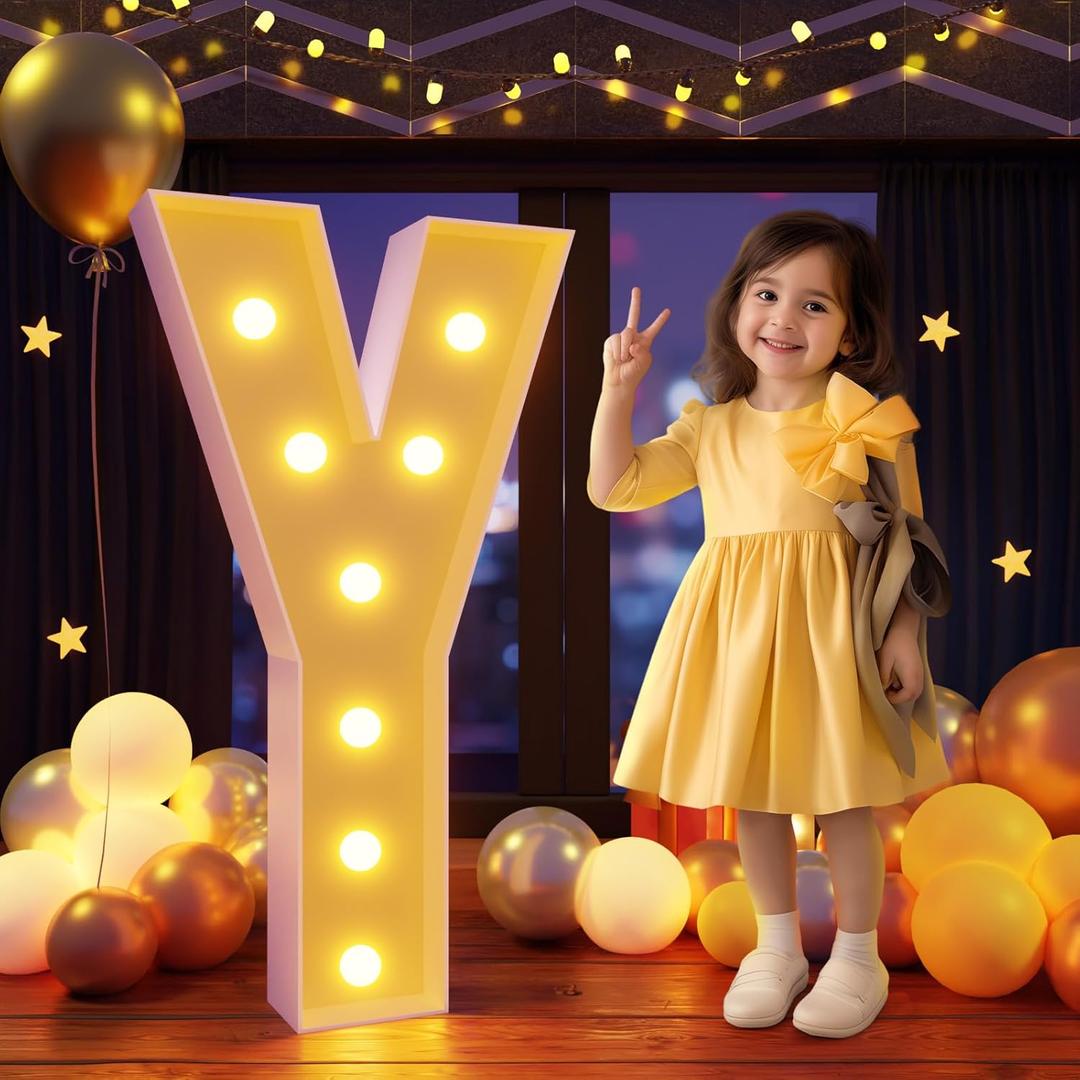 Marquee Letters 3 Feet Tall Large Light Up Letters Y Baby Shower Decorations Marry Me Engagement Party Decor Yellow Light Birthday Decorations Balloon Arch Kit Foam Sign Y