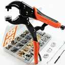 385 PCS Snap Fastener Tool Kit with Snap Buttons for Fabric, Boat Cover, Canvas tarp, Leather, Clothing, Heavy Duty Snap Setter Tool，Metal Snap Buttons with Fastener Pliers kit, 100 Sets 4 Color