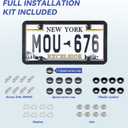 License Plate Protector 2PCS, Clear License Plate Cover & Frames, Rust-Proof Auto Car License Plate Covers and Frames Holder with Screws & Caps, Universal Tag Cover for License Plate (Black)