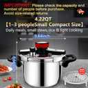 Stainless Steel Pressure Cooker 4 quart Commercial Stove Top Pressure Cooker for canning, One-Hand Locking, Compatible with Gas & Induction, Fast Cooking for small Meals, Dishwasher Safe, mini