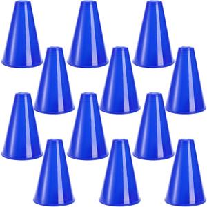 Hedume 12 Pack Cheer Megaphone, Plastic Blue Megaphone Party Accessory for Sports Cheers, Sports Match Game, Director Prop, Party Favors, Party Noisemaker, Outdoor Activities Cheerleading
