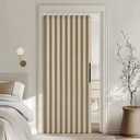MIULEE Accordion Style Magnetic Folding Door Curtains for Doorways/Closet, Room Divider Pleated Drapes with Hooks for Interior Living Room/Bedroom/Open Closet, Khaki, W39 x L78 inches, 1 Panel