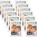 Lyeasw 5x7 Picture Frames White 12 Pack, Multi 5 by 7 Photo Frame with HD Glass for Wall Mount or Tabletop Display
