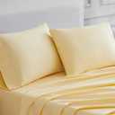 Linen Closet Luxury Cotton 400 Thread Count Ultimate Cotton Percale Standard Pillowcases, Set of 2, Lt Yellow