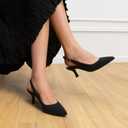 DREAM PAIRS Women's Kitten Heel Slingback Pointed Closed Toe Low Stiletto Heels Dress Bridal Elegant Wedding Pumps Shoes,Size 9,Black-Suede-1,SDPU2444W