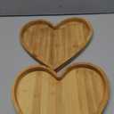 Aunewmei 2pcs Dual Purpose Heart-Shaped Bamboo Cutting Board for Cooked Food, Vegetables and Fruits