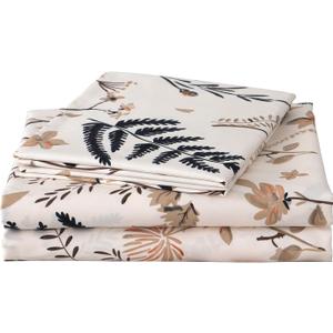 JSD Boho Floral Printed Sheet Set King Size, 4 Piece, Soft Botanical Pattern Microfiber Sheets Extra Deep Pocket (Leaf 1)