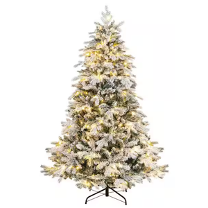 6 ft. Pre-lit Snow Flocked Hinged Artificial Christmas Tree with 260 LED Lights